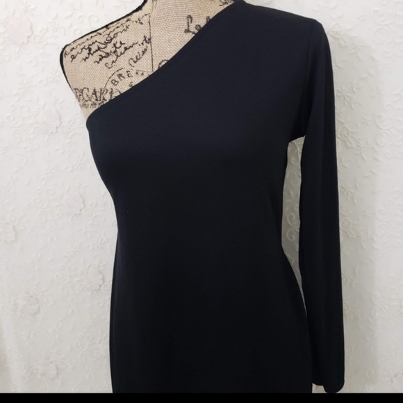 NWT PrettyLittleThing one sleeve black dress - Picture 3 of 6
